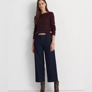 Lauren Ralph Lauren Lurex Cable Knit Boat Neck Sweater